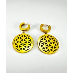 Gold Yaşam Çiçeği Detaylı Küpe